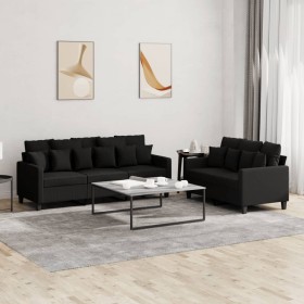 Juego de sofás con cojines 2 piezas tela negro by , Sofas - Ref: Foro24-3201668, Price: 490,40 €, Discount: %