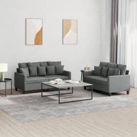 Juego de sofás con cojines 2 piezas tela gris oscuro de , Sofás - Ref: Foro24-3201649, Precio: 427,24 €, Descuento: %
