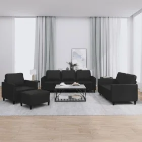 Juego de sofás con cojines 4 piezas cuero sintético negro by , Sofas - Ref: Foro24-3201745, Price: 639,10 €, Discount: %