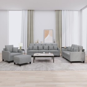 Juego de sofás con cojines 4 piezas tela gris claro de , Sofás - Ref: Foro24-3201640, Precio: 706,72 €, Descuento: %