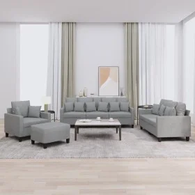 Sofagarnitur mit 4-teiligen Kissen, helles graues Gewebe. von , Sofas - Ref: Foro24-3201640, Preis: 668,49 €, Rabatt: %