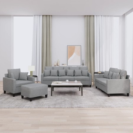 Sofagarnitur mit 4-teiligen Kissen, helles graues Gewebe. von , Sofas - Ref: Foro24-3201640, Preis: 706,72 €, Rabatt: %