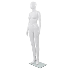 Maniquí de mujer completo base de vidrio blanco brillante 175cm