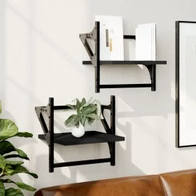 Estantes de pared con barras 2 unidades negro 30x25x30 cm by , Shelves and shelves - Ref: Foro24-836233, Price: 19,87 €, Disc...