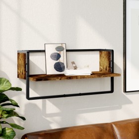Estantes de pared con barra roble ahumado 65x25x30 cm by , Shelves and shelves - Ref: Foro24-836290, Price: 20,91 €, Discount: %