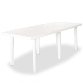 Mesa de jardín de plástico blanca 210x96x72 cm