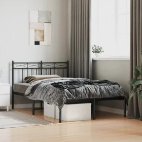 Bed frame with black metal headboard 120x200 cm by , Beds and slatted bases - Ref: Foro24-373689, Price: 92,21 €, Discount: %