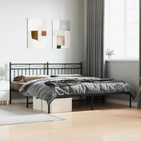 Bed frame with black metal headboard 183x213 cm by , Beds and slatted bases - Ref: Foro24-373696, Price: 108,74 €, Discount: %