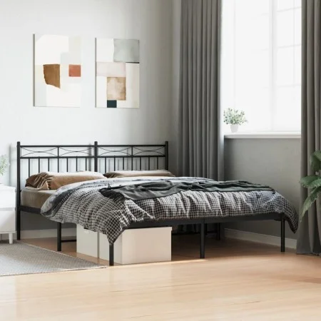 Bettgestell mit schwarzem Metallkopfteil 160x200 cm von , Betten und Lattenroste - Ref: Foro24-373694, Preis: 107,58 €, Rabat...
