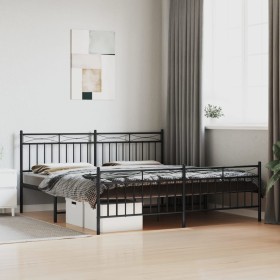 Black metal headboard and footboard bed frame 180x200 cm by , Beds and slatted bases - Ref: Foro24-373713, Price: 125,48 €, D...