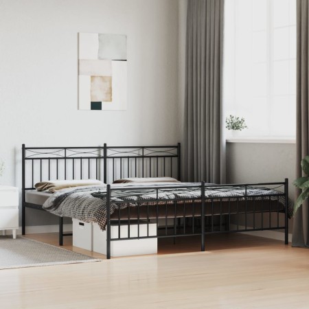 Black metal headboard and footboard bed frame 180x200 cm by , Beds and slatted bases - Ref: Foro24-373713, Price: 124,92 €, D...