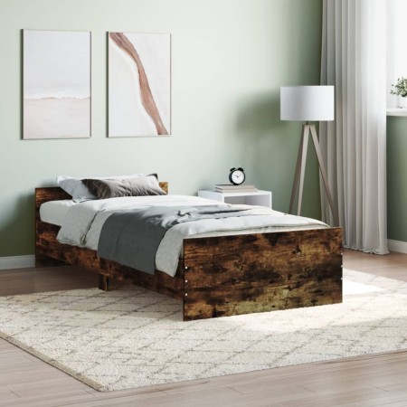 Bettgestell aus geräuchertem Eichenholzwerkstoff, 100 x 200 cm von , Betten und Lattenroste - Ref: Foro24-835936, Preis: 77,2...