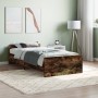 Smoke oak engineered wood bed frame 100x200 cm by , Beds and slatted bases - Ref: Foro24-835936, Price: 78,64 €, Discount: %