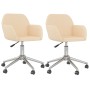 Sillas de comedor giratorias 2 unidades tela color crema