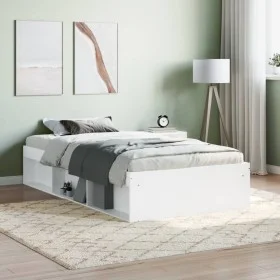 White bed frame 100x200 cm by , Beds and slatted bases - Ref: Foro24-3203831, Price: 119,86 €, Discount: %