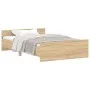 Bed frame with Sonoma oak headboard and footboard 120x200 cm by , Beds and slatted bases - Ref: Foro24-3203742, Price: 141,11...