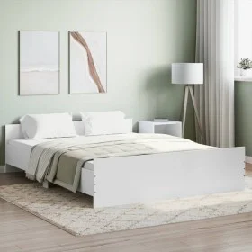 Bed frame with white headboard and footboard 150x200 cm by , Beds and slatted bases - Ref: Foro24-3203754, Price: 125,39 €, D...