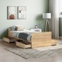 Bed frame with Sonoma oak headboard and footboard 75x190 cm by , Beds and slatted bases - Ref: Foro24-3203819, Price: 126,64 ...