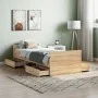 Bed frame with Sonoma oak headboard and footboard 75x190 cm by , Beds and slatted bases - Ref: Foro24-3203819, Price: 128,56 ...