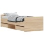 Bed frame with Sonoma oak headboard and footboard 75x190 cm by , Beds and slatted bases - Ref: Foro24-3203819, Price: 126,64 ...