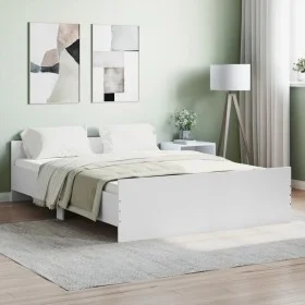 Estructura de cama con cabecero y piecero blanco 140x190 cm de , Camas y somieres - Ref: Foro24-3203782, Precio: 173,95 €, De...