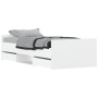 White bed frame with headboard and footboard 100x200 cm by , Beds and slatted bases - Ref: Foro24-3203796, Price: 215,21 €, D...