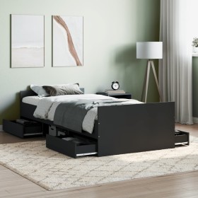 Bettgestell mit schwarzem Kopf- und Fußteil 90x200 cm von , Betten und Lattenroste - Ref: Foro24-3203804, Preis: 225,73 €, Ra...