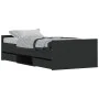Bed frame with black headboard and footboard 90x200 cm by , Beds and slatted bases - Ref: Foro24-3203804, Price: 221,59 €, Di...