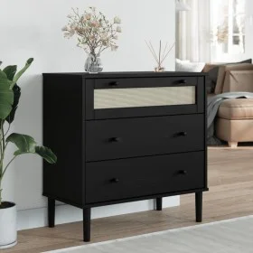 Cómoda SENJA aspecto ratán madera maciza pino negro 80x40x80cm by , Drawers - Ref: Foro24-358024, Price: 146,95 €, Discount: %