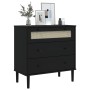 Kommode SENJA im Rattan-Look aus massiver Kiefer in Schwarz 80x40x80cm von , Schubladen - Ref: Foro24-358024, Preis: 149,34 €...