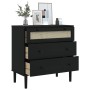 Kommode SENJA im Rattan-Look aus massiver Kiefer in Schwarz 80x40x80cm von , Schubladen - Ref: Foro24-358024, Preis: 149,34 €...