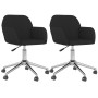 Sillas de comedor giratorias 2 unidades tela negro