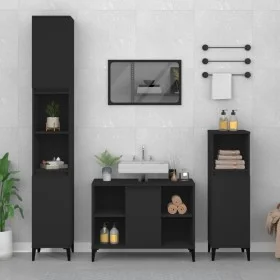 Black plywood sink cabinet 80x33x60 cm by , bathroom vanities - Ref: Foro24-821293, Price: 60,33 €, Discount: %