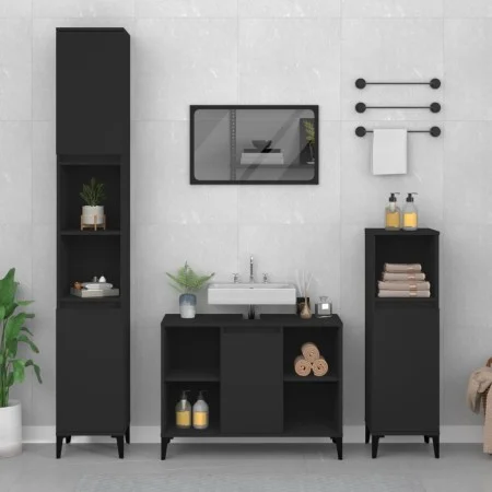 Armario para lavabo madera contrachapada negro 80x33x60 cm de , Tocadores de baño - Ref: Foro24-821293, Precio: 60,33 €, Desc...