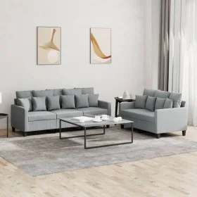 Sofa set with cushions 2 pieces light gray fabric by , Sofas - Ref: Foro24-3201664, Price: 477,64 €, Discount: %