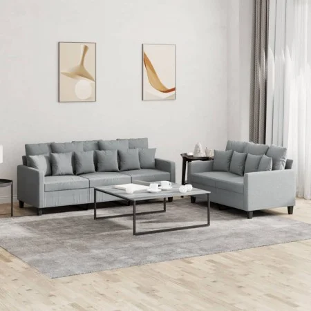 Sofa set with cushions 2 pieces light gray fabric by , Sofas - Ref: Foro24-3201664, Price: 477,64 €, Discount: %