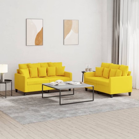 Sofagarnitur mit Kissen 2-teilig aus hellgelbem Stoff von , Sofas - Ref: Foro24-3201653, Preis: 370,74 €, Rabatt: %