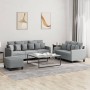Sofa set with cushions 3 pieces light gray fabric by , Sofas - Ref: Foro24-3201672, Price: 546,67 €, Discount: %