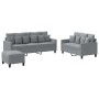 Sofa set with cushions 3 pieces light gray fabric by , Sofas - Ref: Foro24-3201672, Price: 546,67 €, Discount: %