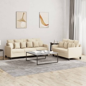 Juego de sofás con cojines 2 piezas tela crema de , Sofás - Ref: Foro24-3201666, Precio: 482,44 €, Descuento: %