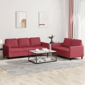 Sofa set with cushions 2 pieces red synthetic leather by , Sofas - Ref: Foro24-3201763, Price: 441,32 €, Discount: %