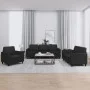 3-piece black synthetic leather sofa set with cushions by , Sofas - Ref: Foro24-3201740, Price: 585,46 €, Discount: %