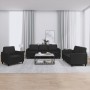 3-teilige Sofagarnitur aus schwarzem Kunstleder mit Kissen von , Sofas - Ref: Foro24-3201740, Preis: 584,53 €, Rabatt: %