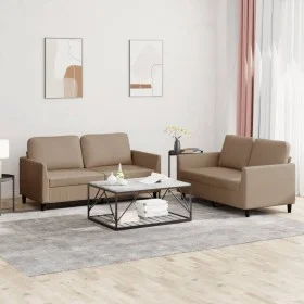 Cappuccino synthetic leather 2-piece sofa set with cushions by , Sofas - Ref: Foro24-3201754, Price: 382,53 €, Discount: %