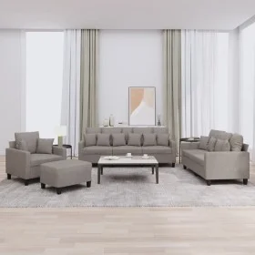 Sofa set with cushions 4 pieces taupe gray fabric by , Sofas - Ref: Foro24-3201647, Price: 689,60 €, Discount: %