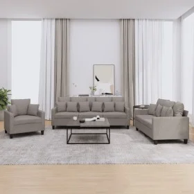 Sofa set with cushions 3 pieces taupe gray fabric by , Sofas - Ref: Foro24-3201639, Price: 640,11 €, Discount: %