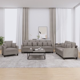 Sofagarnitur mit Kissen, 3-teilig, taupegrauer Stoff von , Sofas - Ref: Foro24-3201639, Preis: 651,49 €, Rabatt: %