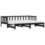 Trundle sofa bed solid black pine wood 90x200 cm by , Beds and slatted bases - Ref: Foro24-836158, Price: 183,04 €, Discount: %