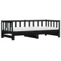 Sofá cama nido madera maciza de pino negro 90x200 cm de , Camas y somieres - Ref: Foro24-836158, Precio: 180,79 €, Descuento: %