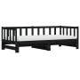 Trundle sofa bed solid black pine wood 90x200 cm by , Beds and slatted bases - Ref: Foro24-836158, Price: 183,04 €, Discount: %